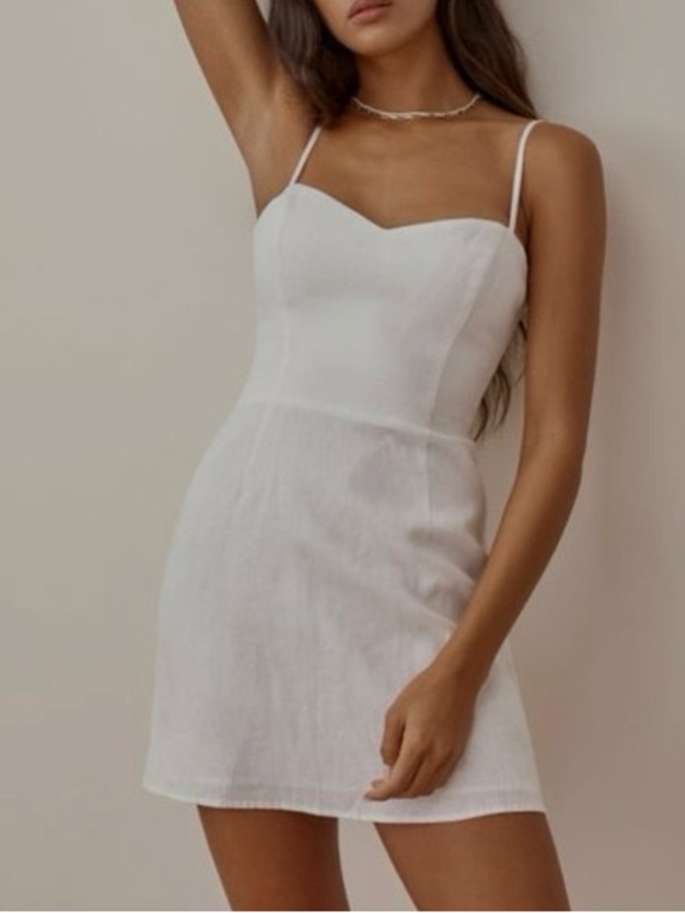 Reformation Roarke White Linen Mini Dress
